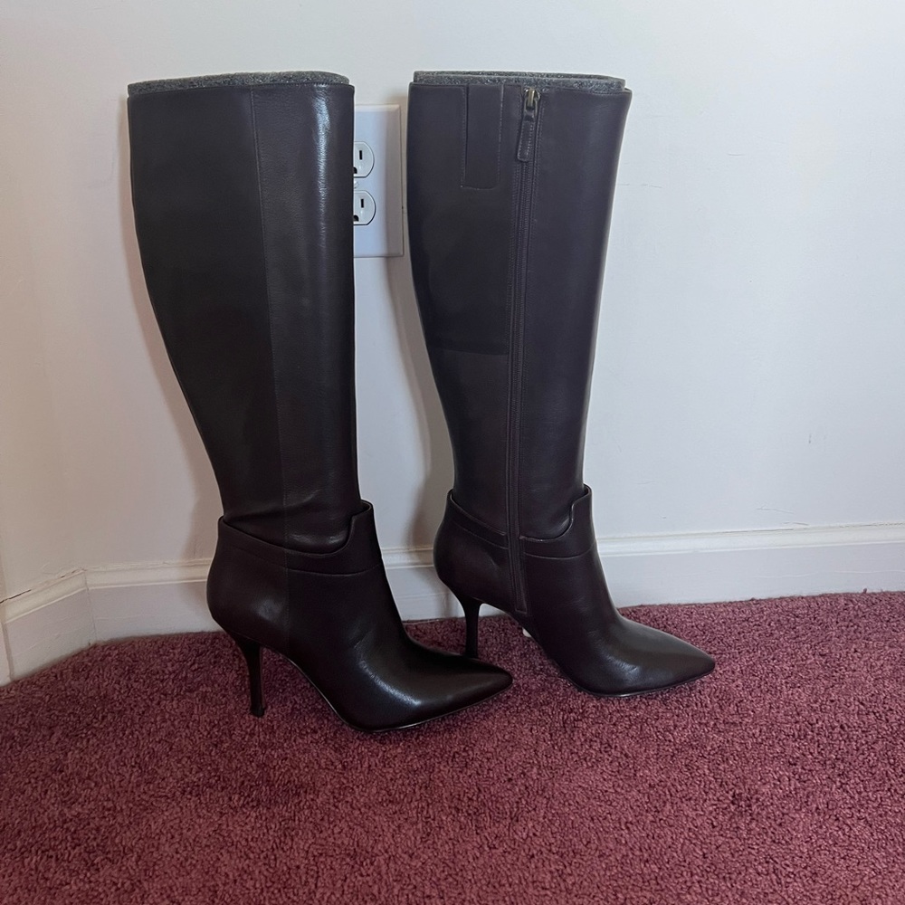 New Nine West Brown Leather Knee High Boots Size 9